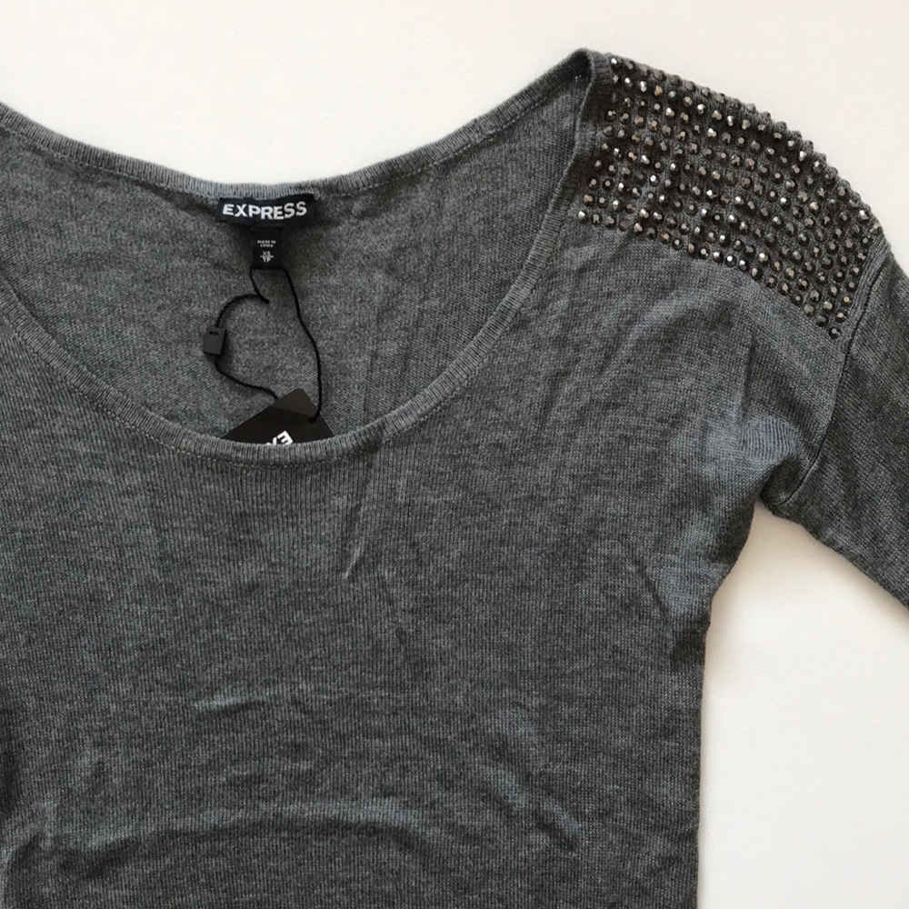 NWT ! Rhinestone Shoulder EXPRESS Sweater - Picture 2 of 8